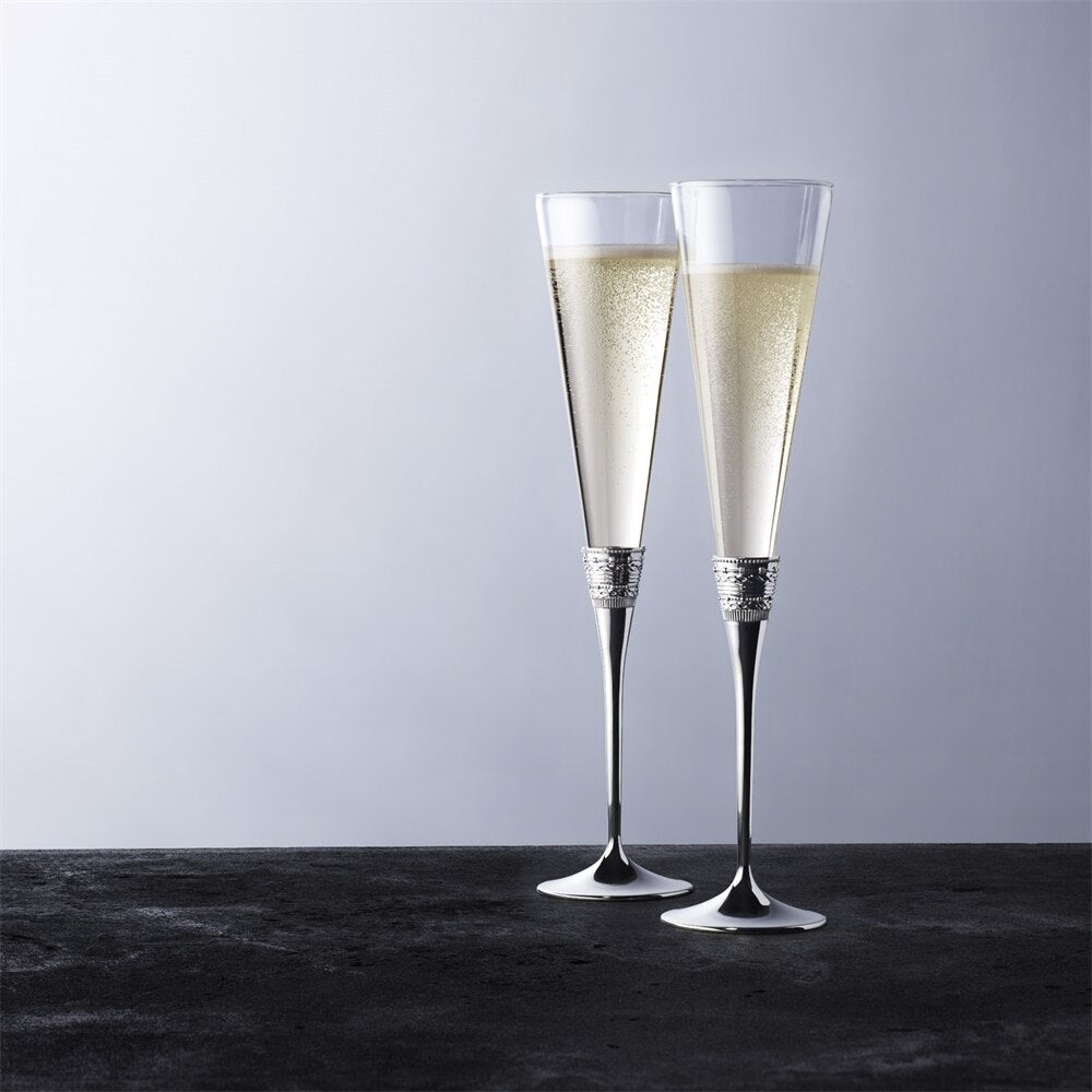 With Love Silver Toasting Flutes, Pair