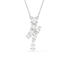 Matrix pendant, Mixed cuts, White, Rhodium plated