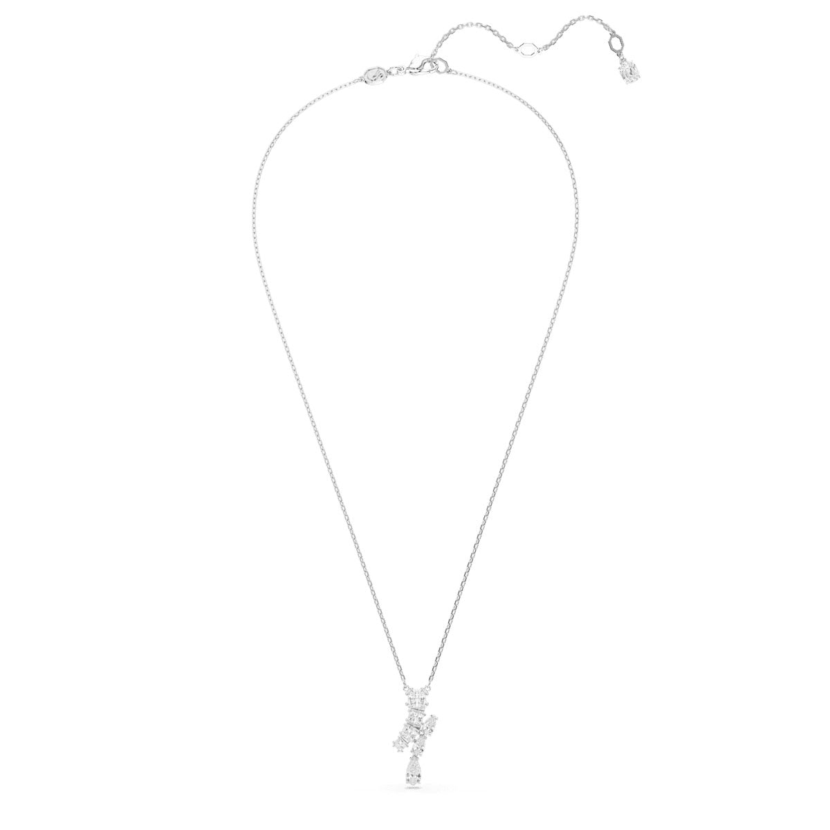 Matrix pendant, Mixed cuts, White, Rhodium plated