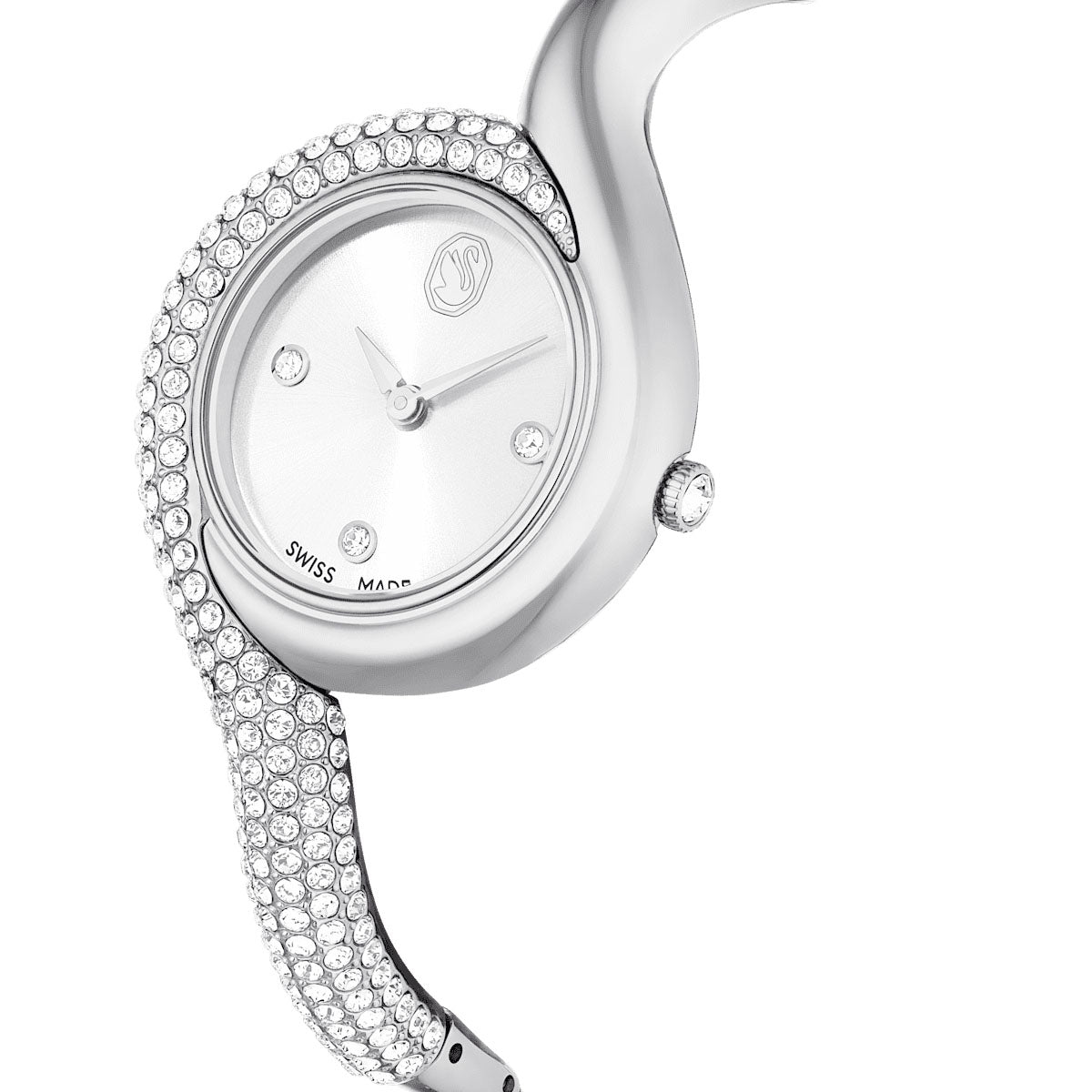Dextera Asymmetric watch, Swiss Made, Metal bracelet, Silver tone, Stainless Steel