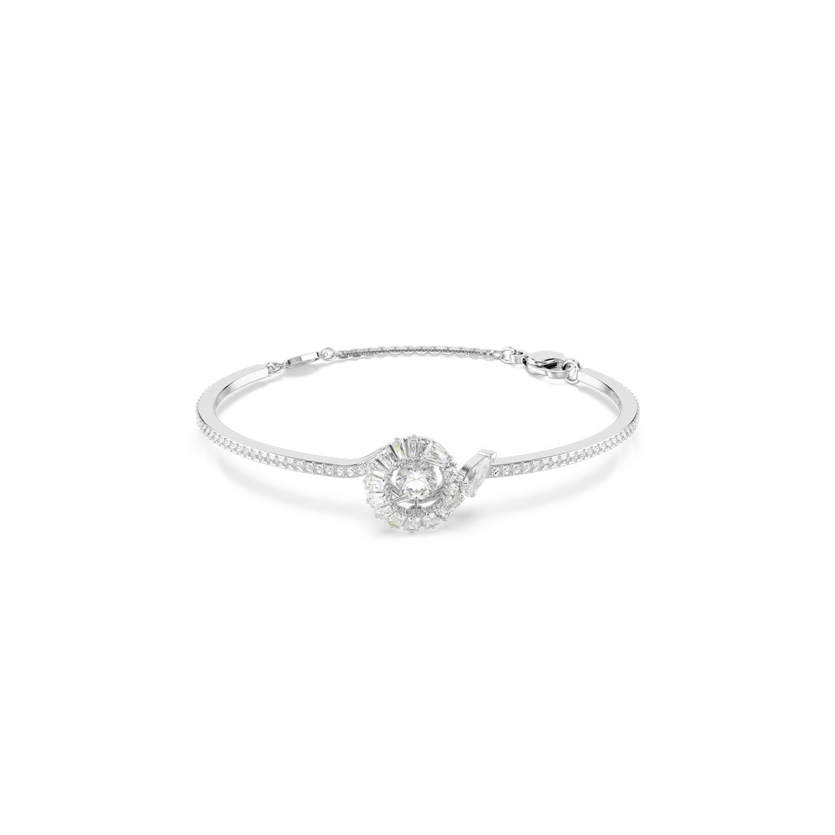 Snake bangle, Mixed cuts, Year of the Snake, White, Rhodium plated