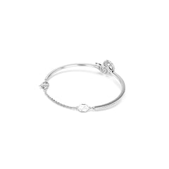 Snake bangle, Mixed cuts, Year of the Snake, White, Rhodium plated