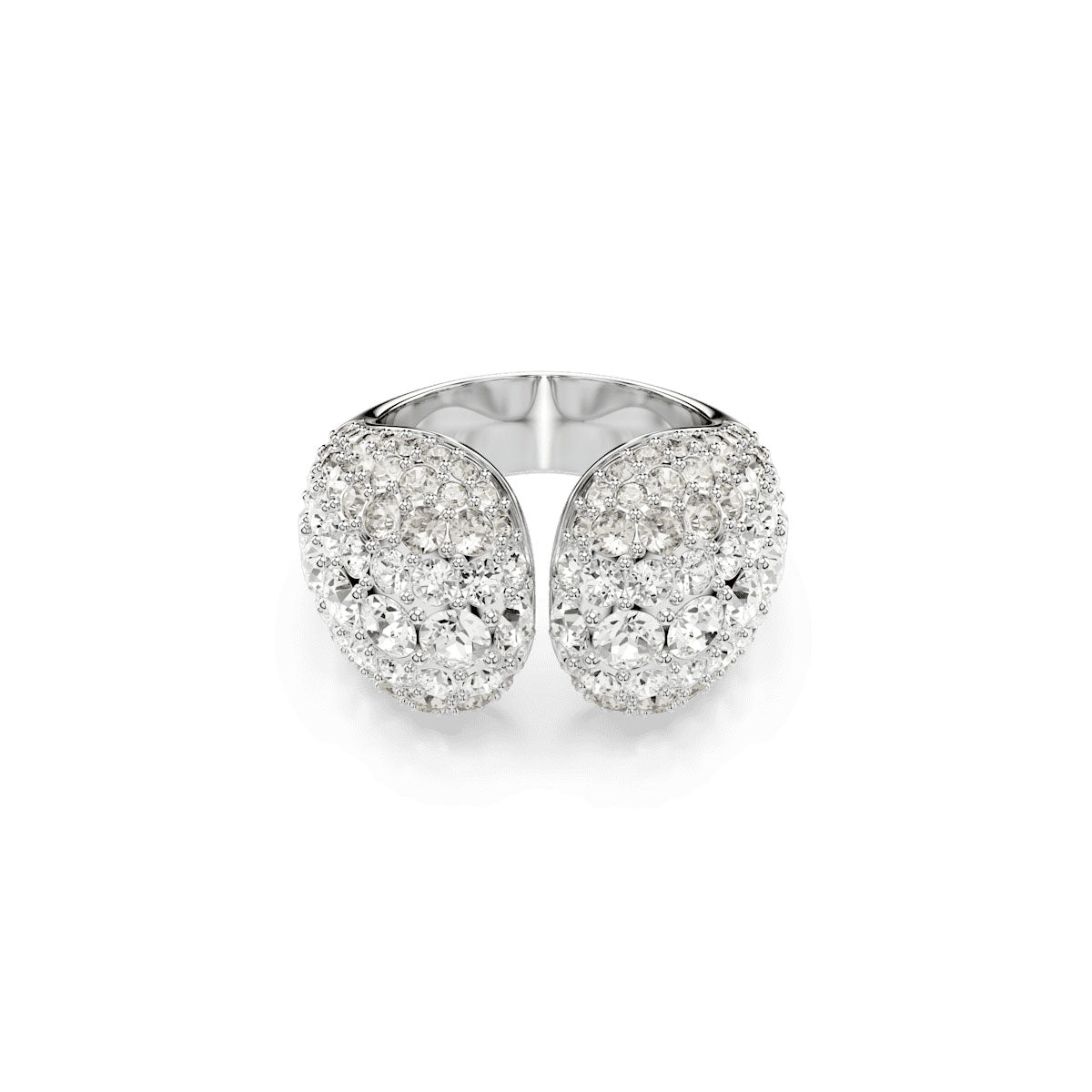 Sublima cocktail ring, Round cut, White, Rhodium plated