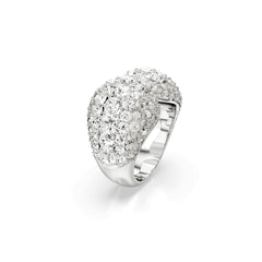 Sublima cocktail ring, Round cut, White, Rhodium plated