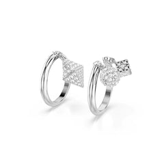 Dextera ring, Set (2), Sphere and cube, White, Rhodium plated