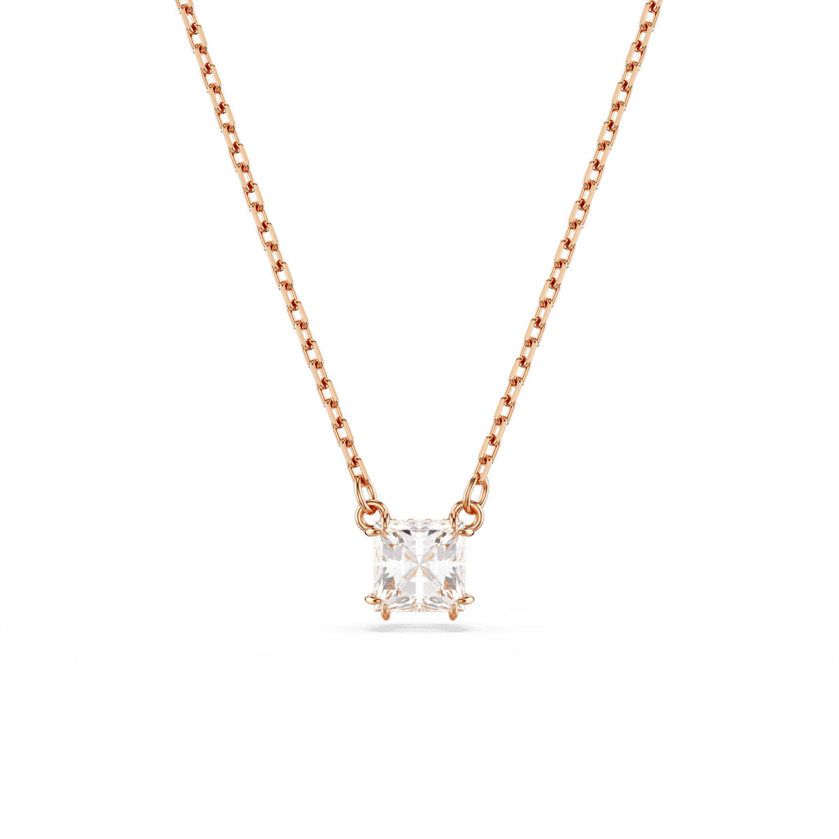 Stilla Attract pendant, Square cut, White, Rose gold-tone plated