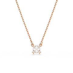 Stilla Attract pendant, Square cut, White, Rose gold-tone plated
