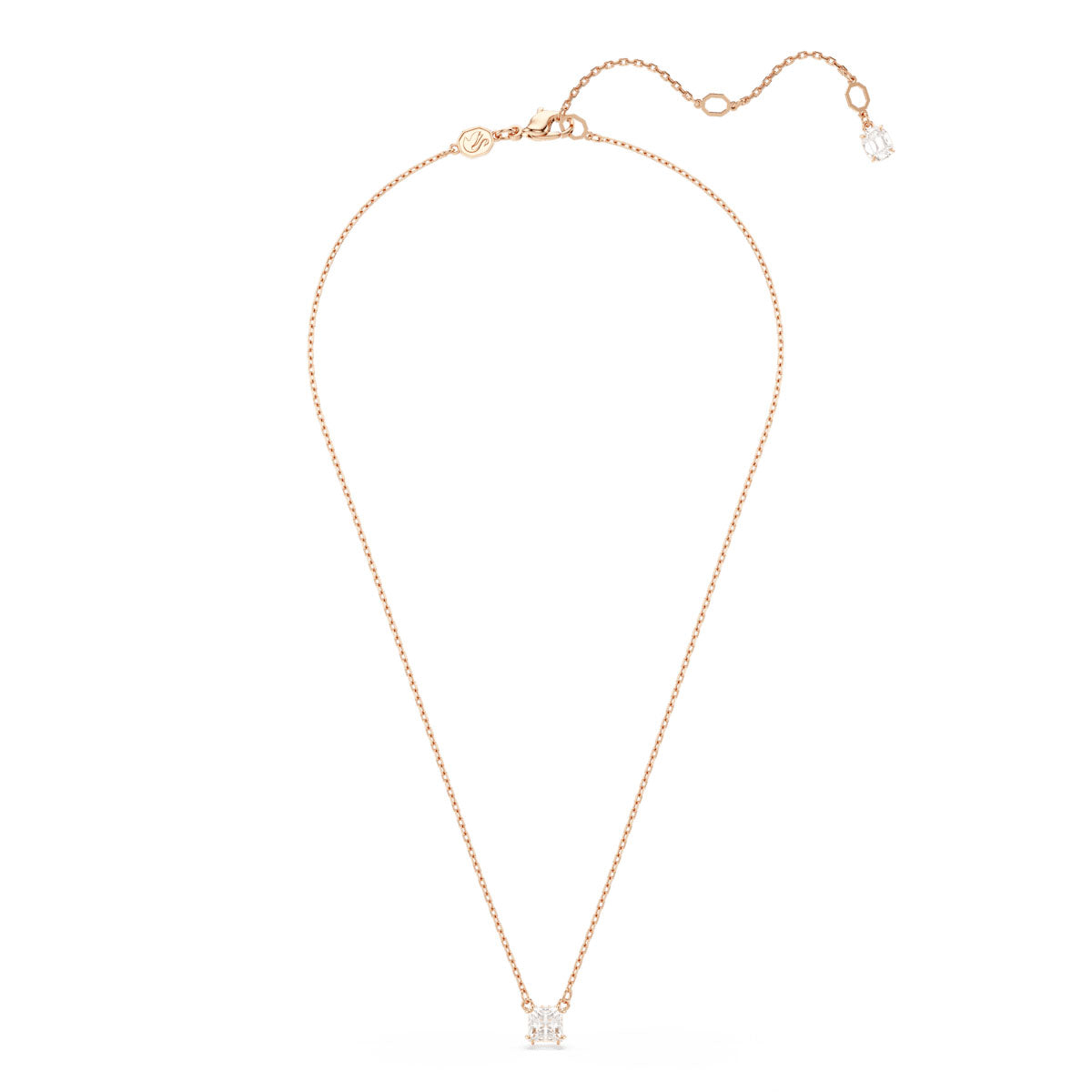 Stilla Attract pendant, Square cut, White, Rose gold-tone plated