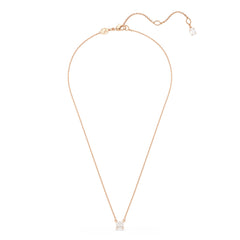 Stilla Attract pendant, Square cut, White, Rose gold-tone plated