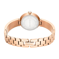 Matrix Pearl Bangle watch, Swiss Made, Crystal bracelet, White, Rose gold-tone finish