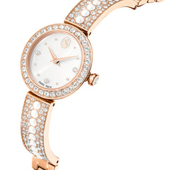 Matrix Pearl Bangle watch, Swiss Made, Crystal bracelet, White, Rose gold-tone finish