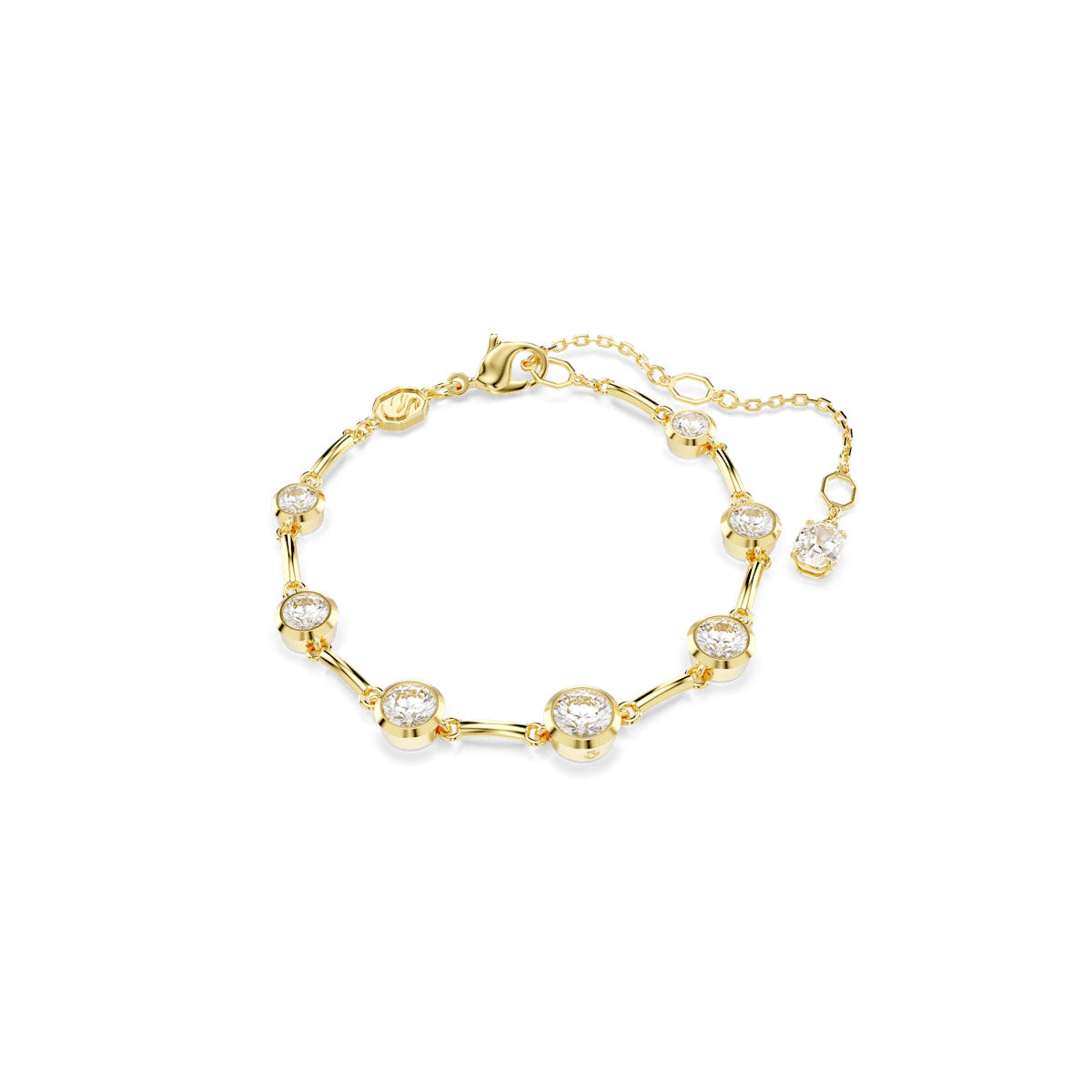 Imber Tennis bracelet, Mixed round cuts, White, Gold-tone plated