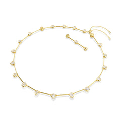 Imber Tennis necklace, Magnetic closure, Mixed cuts, White, Gold-tone plated