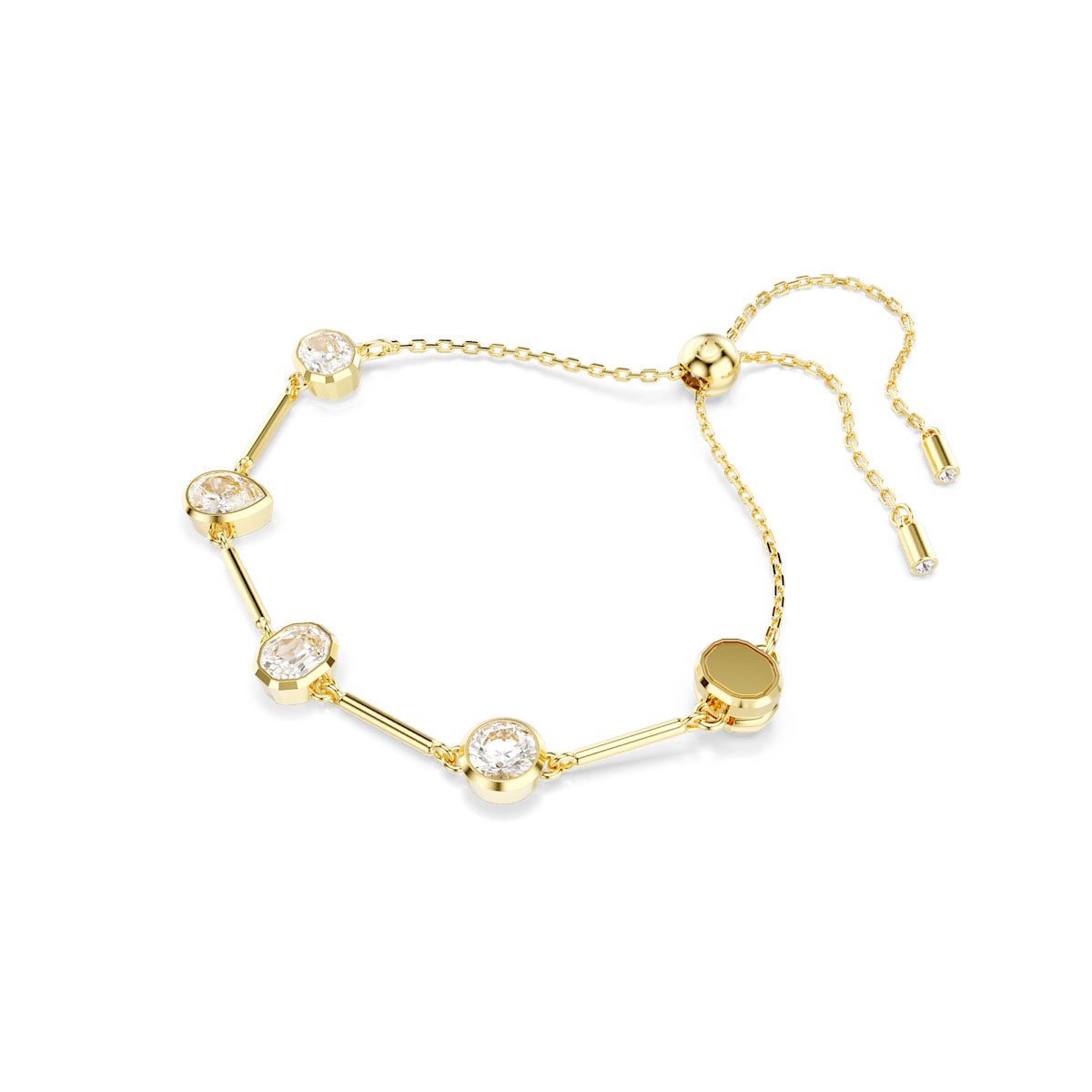 Imber Tennis necklace, Magnetic closure, Mixed cuts, White, Gold-tone plated