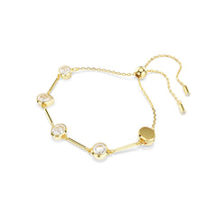 Imber Tennis necklace, Magnetic closure, Mixed cuts, White, Gold-tone plated