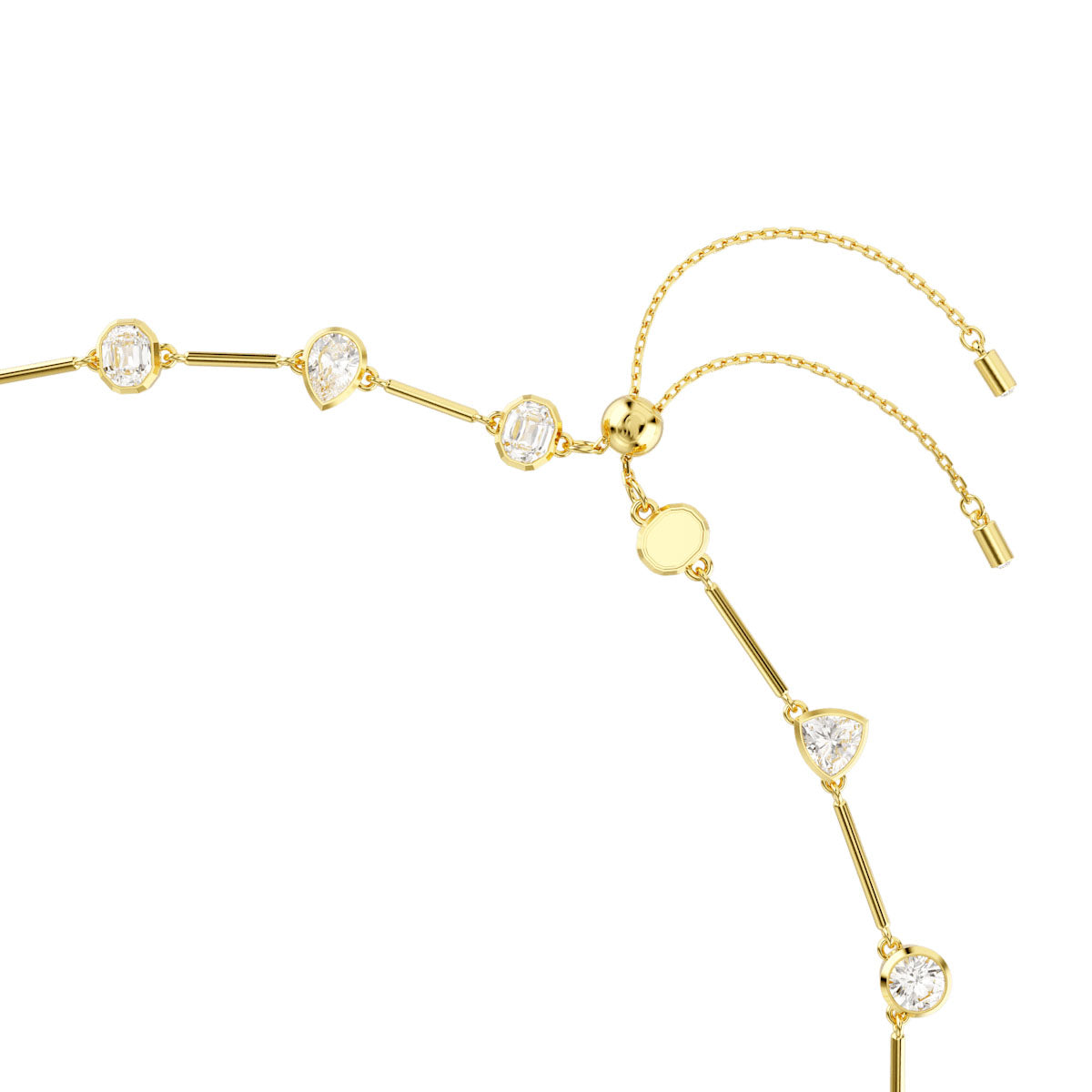 Imber Tennis necklace, Magnetic closure, Mixed cuts, White, Gold-tone plated
