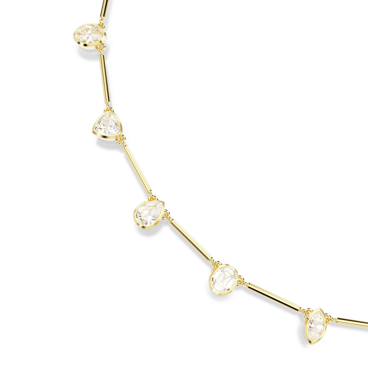 Imber Tennis necklace, Magnetic closure, Mixed cuts, White, Gold-tone plated