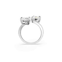Mesmera Attract open ring, Heart cut, Pavé, Heart, White, Silver-tone finish