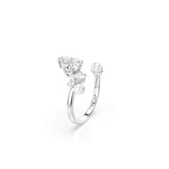 Constella open ring, Crystal pearl, Round cuts, White, Rhodium plated