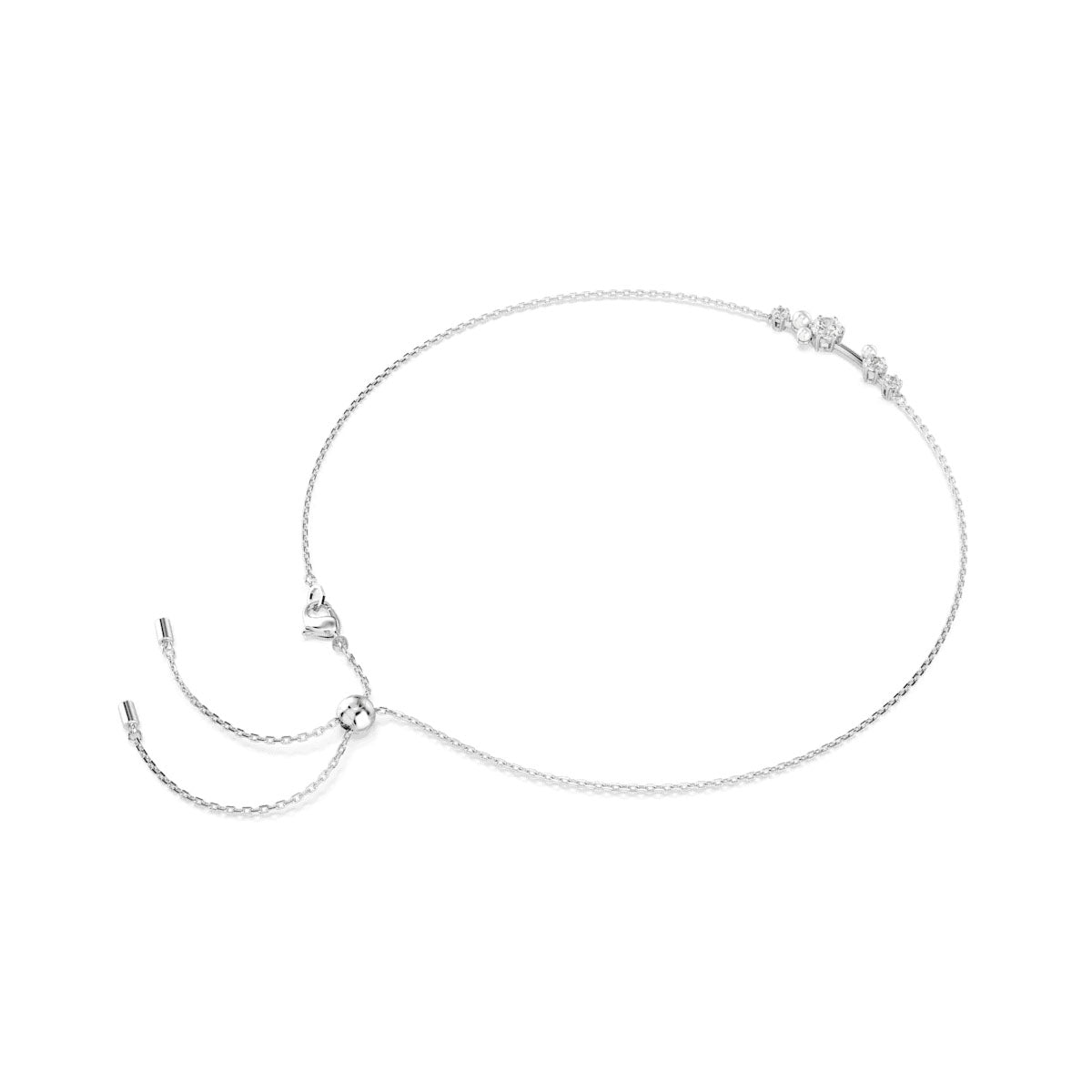 Constella necklace, Crystal pearl, Round cuts, White, Rhodium plated