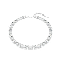 Millenia Tennis necklace, Octagon cut, White, Rhodium plated