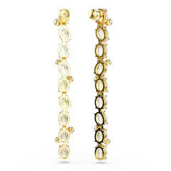Gema drop earrings, Asymmetrical design, Mixed cuts, Long, Multicolored, Gold-tone plated