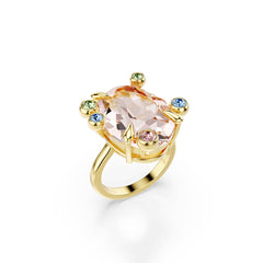 Gema ring, Set (3), Mixed cuts, Multicolored, Gold-tone plated