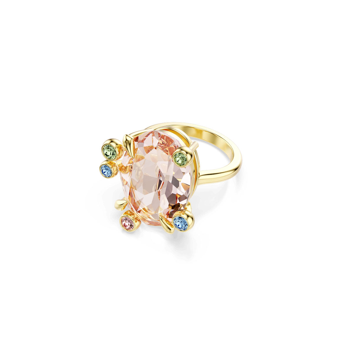 Gema ring, Set (3), Mixed cuts, Multicolored, Gold-tone plated