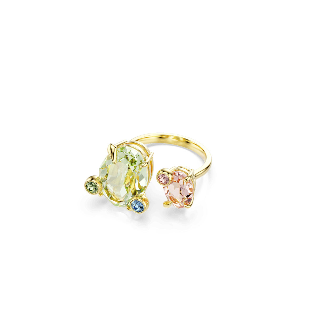 Gema ring, Set (3), Mixed cuts, Multicolored, Gold-tone plated