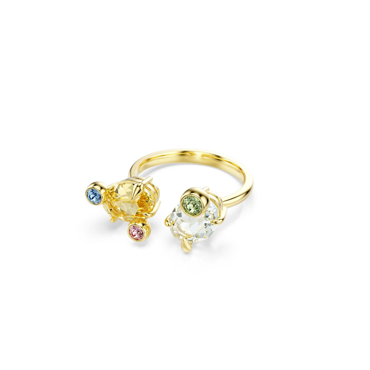 Gema ring, Set (3), Mixed cuts, Multicolored, Gold-tone plated