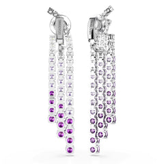 Matrix clip earrings, Color gradient, Round cuts, Purple, Rhodium plated