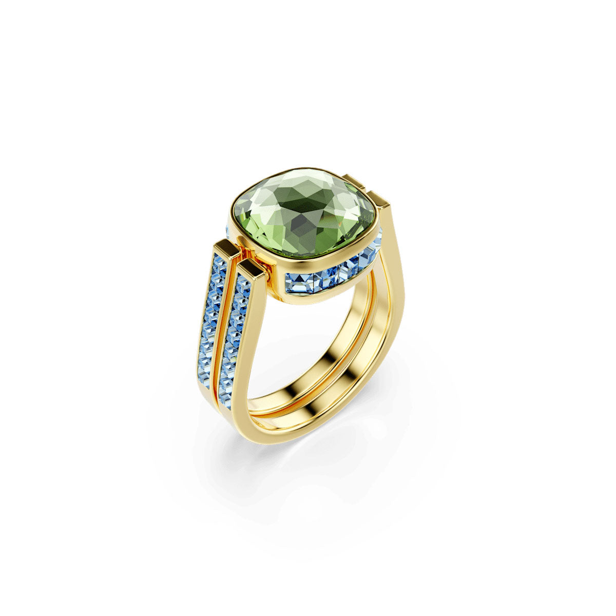 Chroma ring, Cushion cut, Multicolored, Gold-tone plated