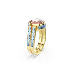 Chroma ring, Cushion cut, Multicolored, Gold-tone plated