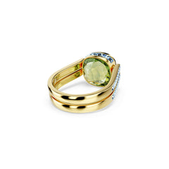 Chroma ring, Cushion cut, Multicolored, Gold-tone plated