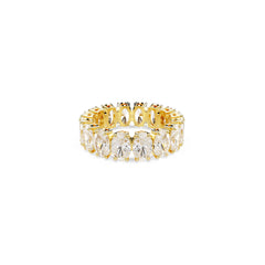 Matrix ring, Oval cut, White, Gold-tone plated