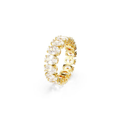Matrix ring, Oval cut, White, Gold-tone plated