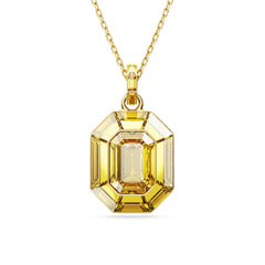 Lucent pendant, Octagon shape, Yellow, Gold-tone plated