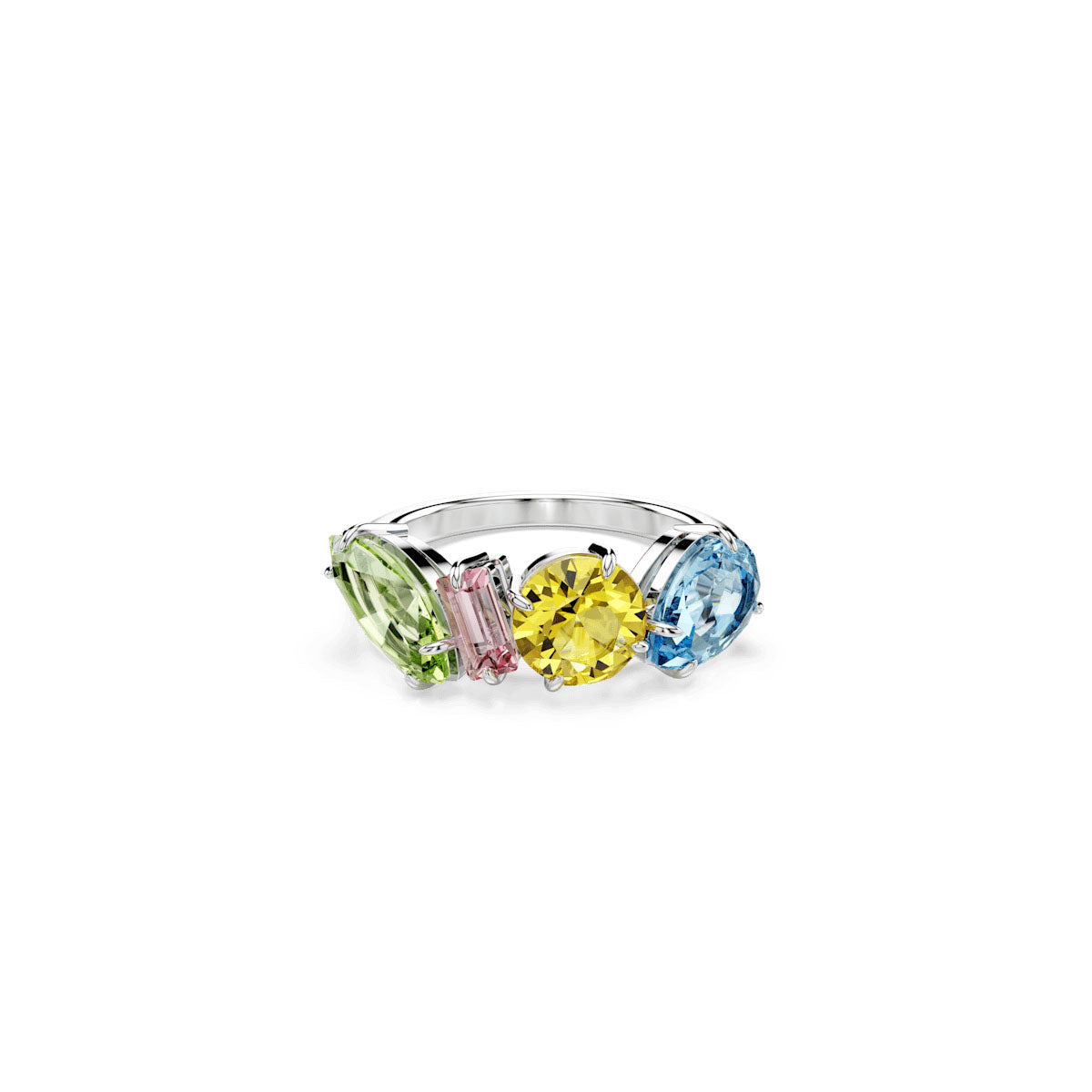 Gema ring, Mixed cuts, Multicolored, Rhodium plated
