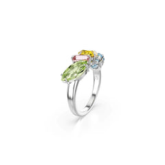 Gema ring, Mixed cuts, Multicolored, Rhodium plated
