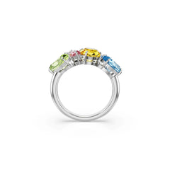 Gema ring, Mixed cuts, Multicolored, Rhodium plated