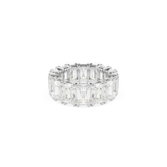 Matrix Vittore ring, Baguette cut, White, Rhodium plated