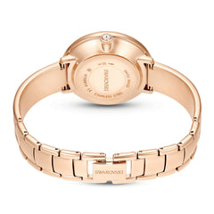 Crystalline Bangle watch, Swiss Made, Metal bracelet, Beige, Rose gold-tone finish