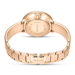Crystalline Bangle watch, Swiss Made, Metal bracelet, Green, Rose gold-tone finish