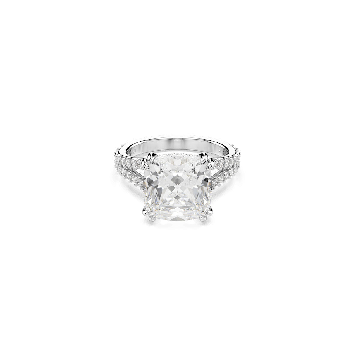 Stilla ring, Square cut, White, Silver-tone finish