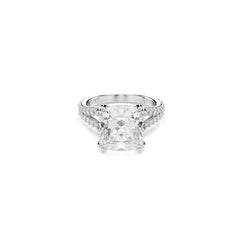 Stilla ring, Square cut, White, Silver-tone finish