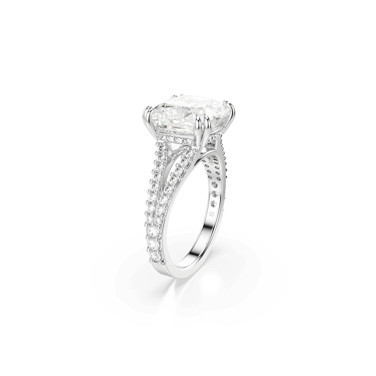 Stilla ring, Square cut, White, Silver-tone finish