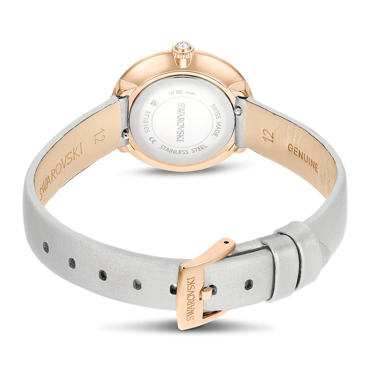 Matrix Tennis watch, Swiss Made, Leather strap, Gray, Rose gold-tone finish