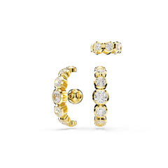 Imber ear cuff, Set (3), Round cut, White, Gold-tone plated