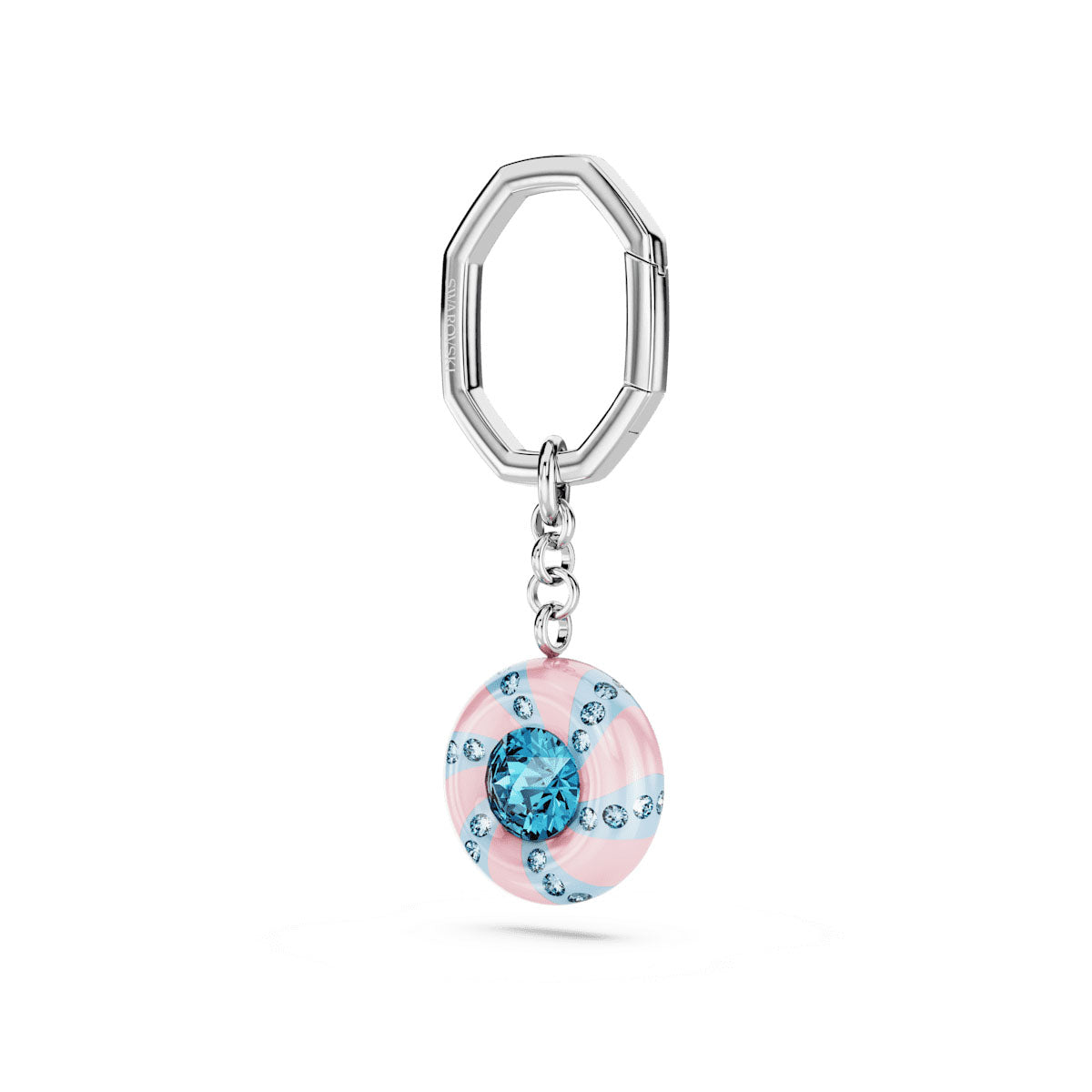 Dulcis key ring, Round cut, Multicolored, Rhodium plated