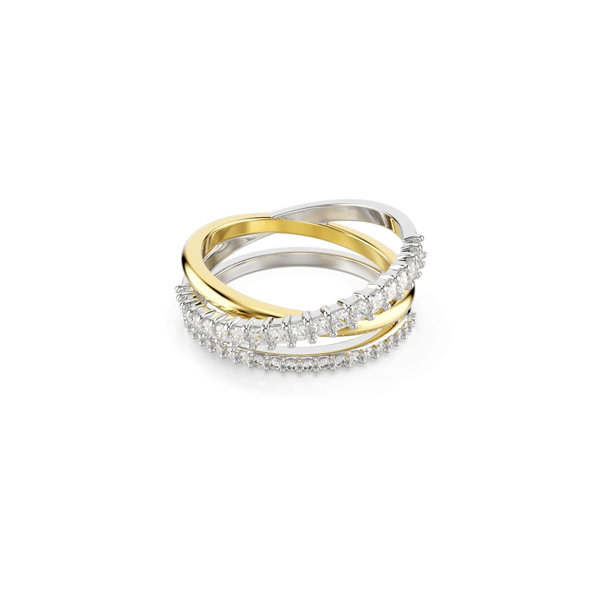 Hyperbola ring, Mixed cuts, White, Mixed metal finish